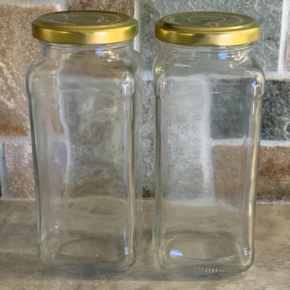 Two Square Columnar Glass Jars - Picture 2 of 3